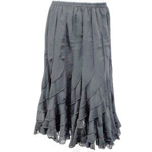 CIMRI Black Layered Ruffle Midi Skirt